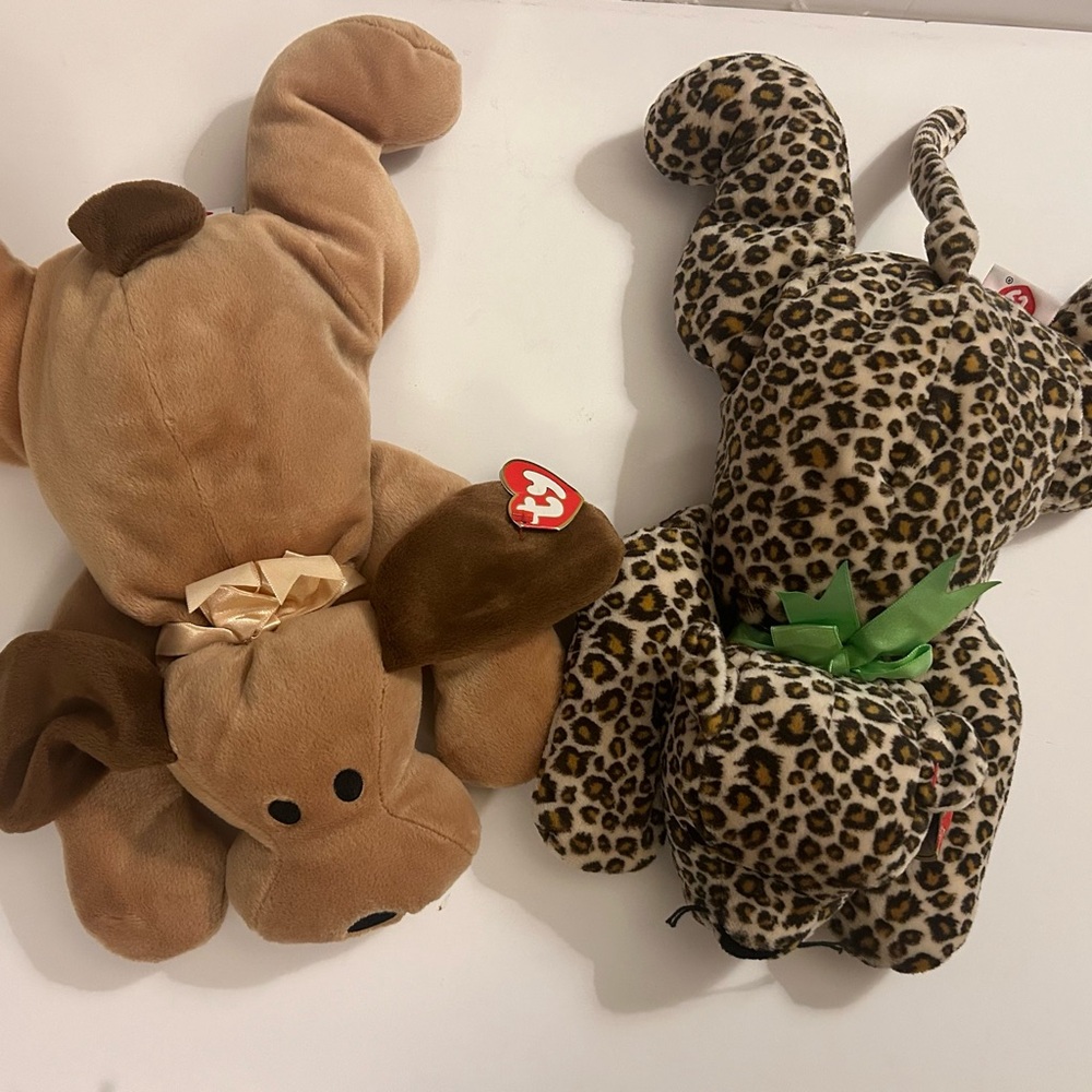 TY PILLOW PALS - Woof (dog)1994 and  Speckles (tiger) 1996 - cozy sleep buddies